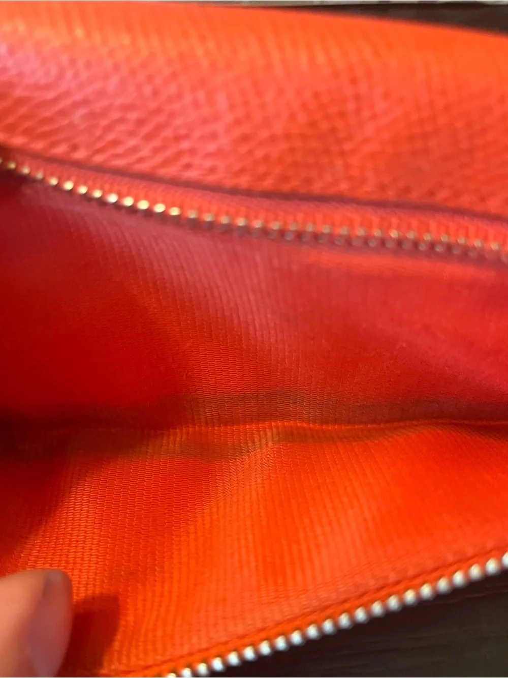 COACH Orange Pebbled Leather Continental Wallet